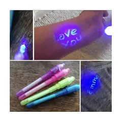 GENERICO - BOLÍGRAFO LAPIZ ESPÍA CON LUZ LED,  TINTA INVISIBLE