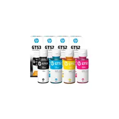 HP - Botella de Tinta GT52 y GT53 juego de los 4 Colores Originales