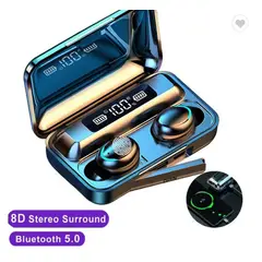 CLN TECH - Audífonos inalámbricos f9 con powerbank bluetooth - azul