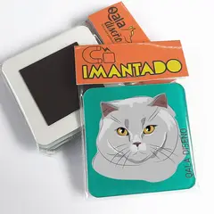 QALA DISEÑO - Imantado de Acrílico - - Gato Gris - Magneto 6x6