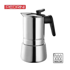 PEDRINI - Cafetera italiana acero inox.. 6 tz inducción STEEL MOKA