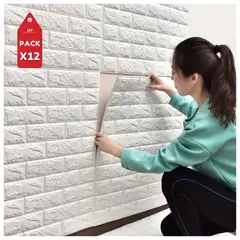 INSPIRA - Pack x 12 Papel Mural En 3D Espuma Decorativa Adhesiva 3mm de Espesor