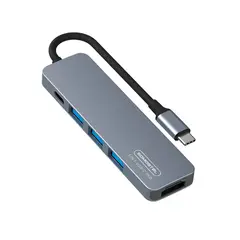 USAMS - Adaptador Mini HUB 5en1 Type-C a 2USB+TypeC+MicroSD+SD+HDMI