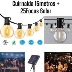 OEM - Guirnalda 15metros SOLAR Vintage Jardín Fiesta Azotea 25Focos