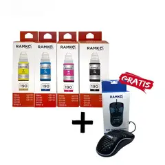 RAMKO - Combo 4 tintas compatibles para Gi-190 más mouse