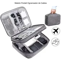 INTERLUD - Maletín Portátil Organizador de Cables 2 divisiones FYI260007 Gris