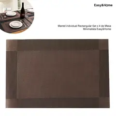 EASY AND HOME - Mantel individual Rectangular Set x 4 Easy&Home Marrón Oscuro