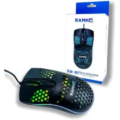 RAMKO - Mouse óptico ergonómico rm-m77 luz led negro