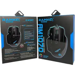 RAMKO - Mouse gamer rm1070 3200dpi peso ajustable iluminado