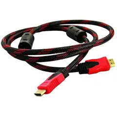 RAMKO - Cable hdmi 1.5 metros con filtro hd v1.4 enmallado negro con rojo