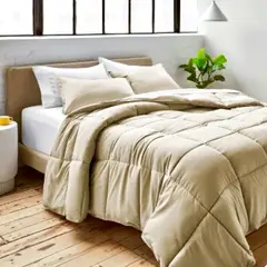 ISATEX HOME - EDREDÓN BEIGE PREMIUM DE ALGODÓN PIMA 1.5 PLAZAS