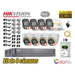 Hikvision - CÁMARAS SEGURIDAD KIT 8 FULL HD + DISCO 1TB - COLORVU VISION COLOR