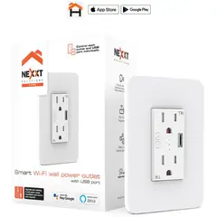 NEXXT SOLUTIONS - Tomacorriente de pared inteligente con puerto usb y wi-fi nhe-w100