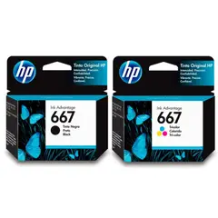 HP - DUAL PACK TINTA (667) NEGRO y TRICOLOR 3YM79AL -