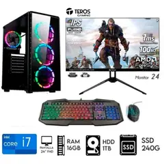 INTEL - Computadora PC CORE i7 3.2Ghz Ram16GB Disco 1TB+SSD 240GB Monitor 24 FULL HD