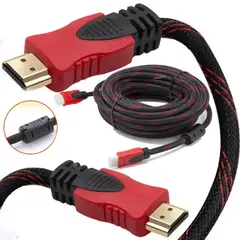 GENERICO - Cable HDMI Con Filtro 5 Metros HD 3D V1.4 Enmallado Negro Con Rojo