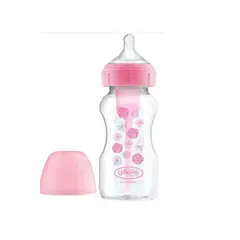 Dr Browns - Biberón de Polipropileno Boca Ancha 9oz color Rosa Flores