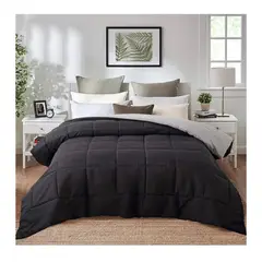 TEFI HOME - Edredón Bicolor Negro/Gris 2 PLAZAS