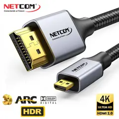 NETCOM - Cable Micro Hdmi a Hdmi 10m NETCOM 2.0 4K 60 Hz Ultra HD