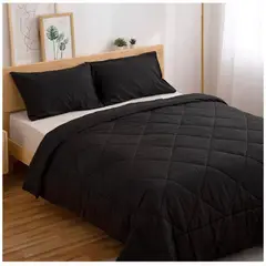 TEFI HOME - Cubrecama Monocromo Negro 2 PLAZAS