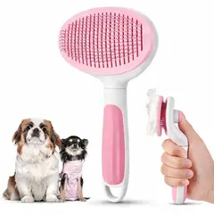 MINARI - Peine Cepillo Quita Pelusa con Expulsador Mascotas Rosa 112P