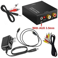 GENERICO - Kit Convertidor de Audio Optico Digital a RCA 3.5mm + 3 cables