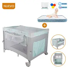 INFANTI - Cuna Corral Always Together Menta - Colchón Celeste