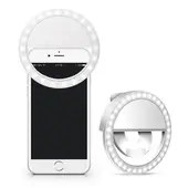 SEISA - Mini Aro Selfie Anillo Luz Led con Batería Recargable - Blanco