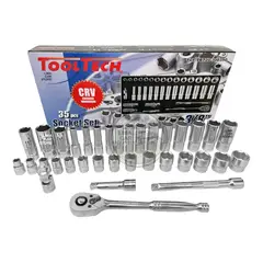 UYUSTOOLS - Set Juego Maleta 35 piezas dados cortos y tubulares 3/8 ToolTech