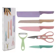 GENERICO - Set de cuchillos de cocina juego de 6 piezas acero inoxidable