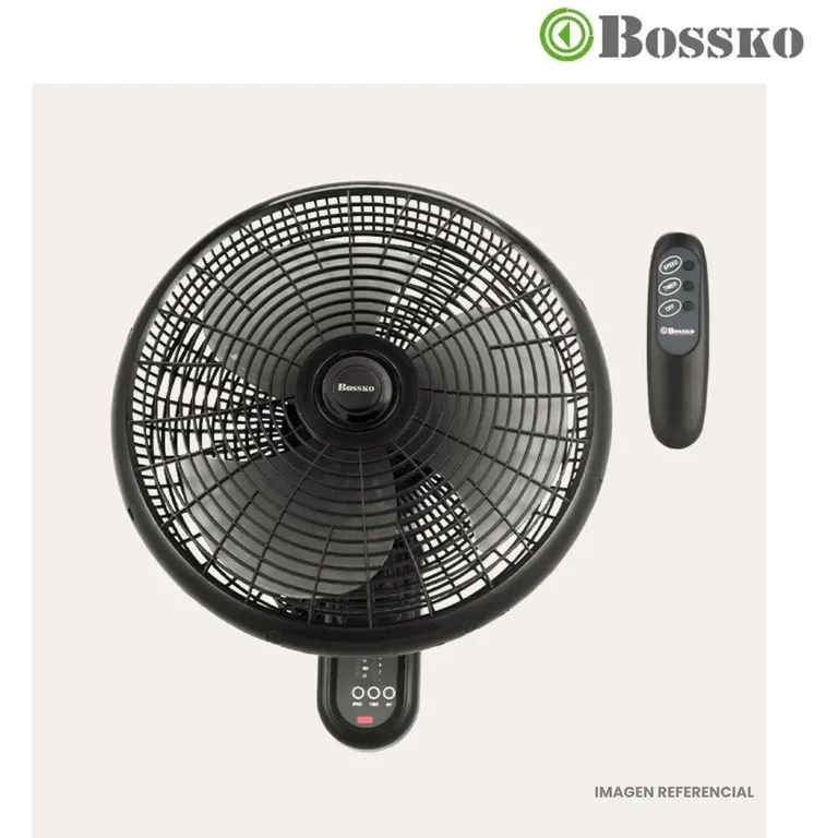 Ventilador de Pared Bossko 16" con Control Remoto y 3 Aspas - BK-8210PD