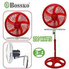 BOSSKO - Ventilador 18 pulgadas 3 en 1 Semi industrial 200 Wats Rojo