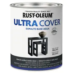 RUST OLEUM - Ultra Cover Esmalte al Agua Brochable Gris Oscuro Brill. 0,946 lts
