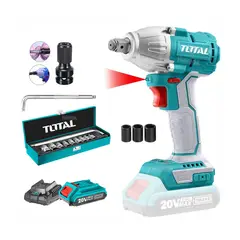 Total Tools - COMBO 20V TOTAL LLAVE DE IMPACTO ½'' JUEGO DE DADO ADAPTADOR BATERIA