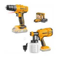 INGCO TOOLS - COMBO 20V INGCO TALADRO ATORNILLADOR PISTOLA DE PINTAR BATERIA