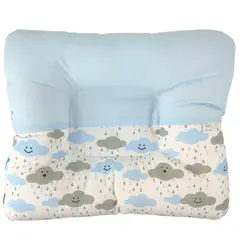 BABY MERINOS - Almohada Bebe anti-cabeza plana - Nubes - Celeste