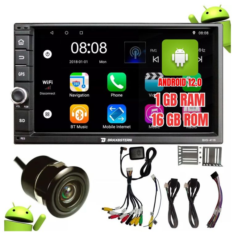 Autoradio 7” HD 2 Din Mirrorlink Android iPhone con Cámara de Reversa Brax&Stern BXS-4116 Auto Radio