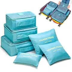 MINARI - Set Organizadores Maleta Bolsas Impermeable de Viaje 6PCS Celeste 92B