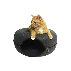 QUE PATAS PET SHOP - Cama Tunel para Gato Gris Oscuro