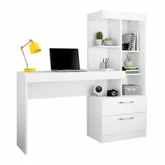 GENERICO - Escritorio con Estante Ensueño de Melamina Compacto V6 Blanco