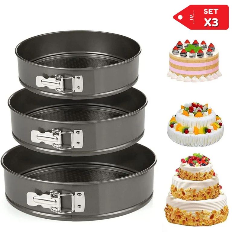 Set de 3 Moldes Keke Pasteles Reposteria Antiadherente Circular
