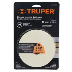 TRUPER - Cinta de montaje doble contacto 10m x 19 mm,