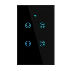 OEM - Interruptor Inteligente Wifi Táctil 4 Botones Con/Sin Neutro Negro
