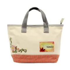MUNAIQUI - Lonchera color Beige con flores de lona algodonada