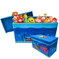 MINARI - Caja Puff Organizador con Tapa de Juguetes para Niños Tiburón 595V