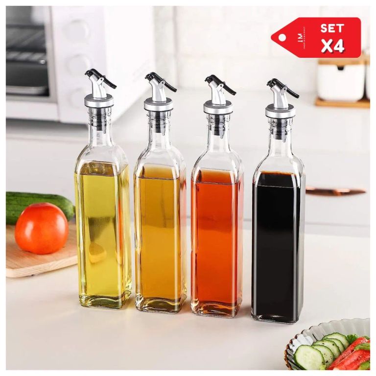 Dispensador de Aceite y Especias de Cocina Set x4 de Vidrio 500 ml
