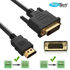 TRAUTECH - Cable Dvi 24+1 a Hdmi PVC 5 Metros 24+1 Pines BIDIRECCIONAL