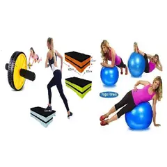 SPORT RICHMAR - Set step madera rueda abdominal y pelota pilates