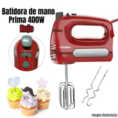PRIMA - Batidora de Mano HM 9105N con 400 Watts- Rojo