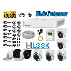 HILOOK - KIT 7 CÁMARAS SEGURIDAD FULL HD 3 CAMARA AUDIO INCORPORADO + DISCO 2TB